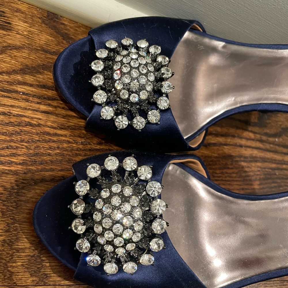 Badgley Mischka Blue Crystal Embellished Heels - Picture 3 of 5
